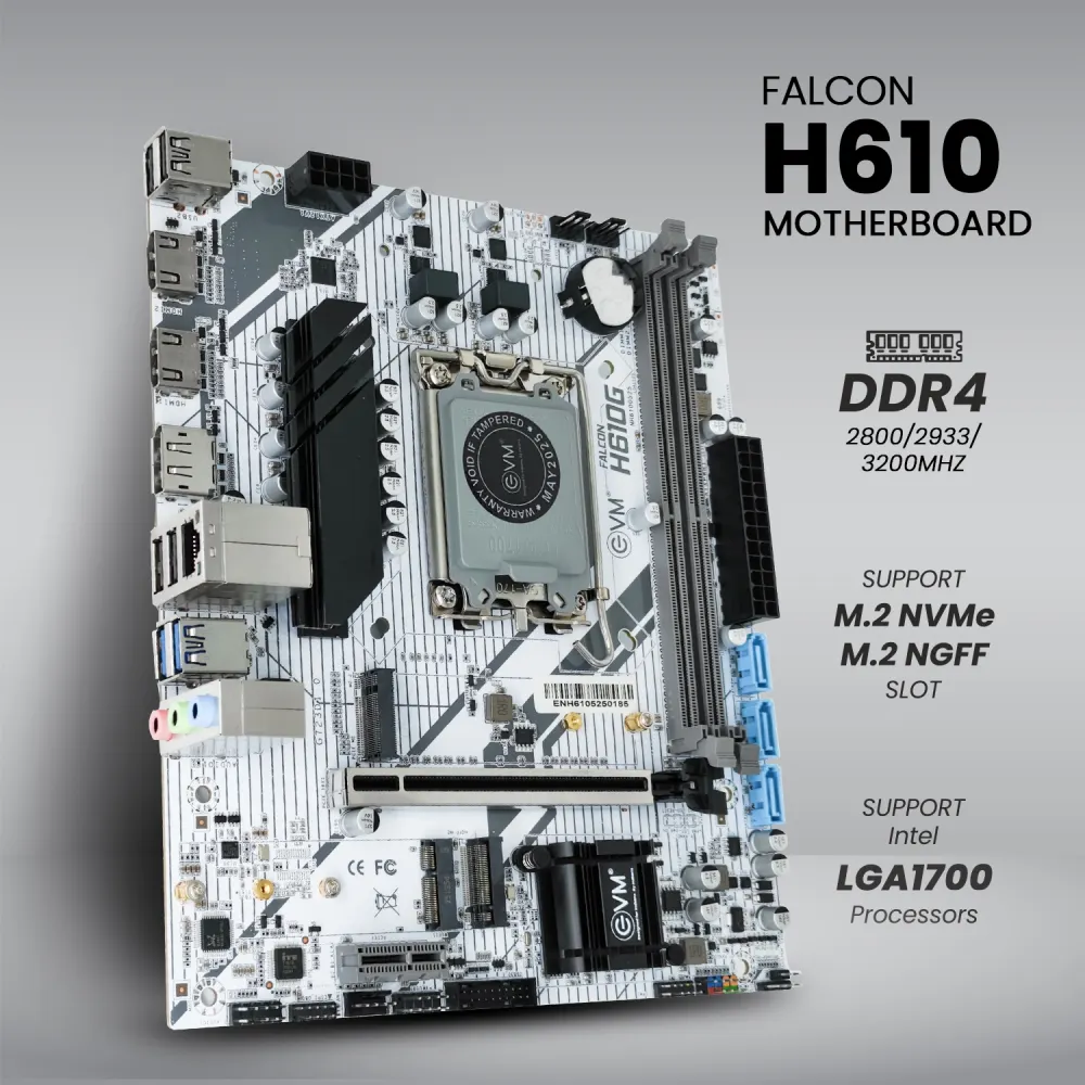 EVM H610G DDR4 Falcon Motherboard For Intel 12th to 14th Gen With NVMe Slot view 3